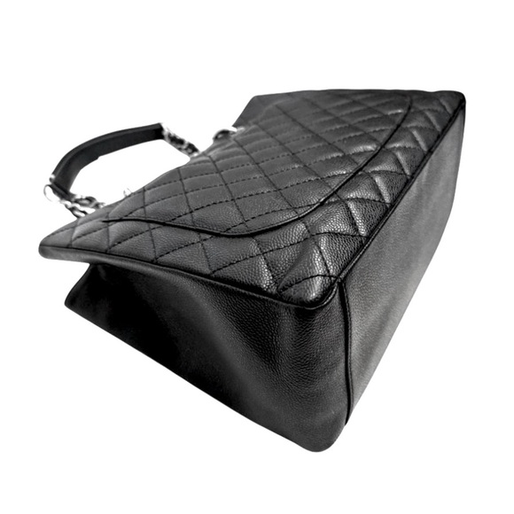 VINTAGE CHANEL Black Caviar Quilted Grand Shopping Tote GST Silver-Tone Hardware - Picture 7 of 16